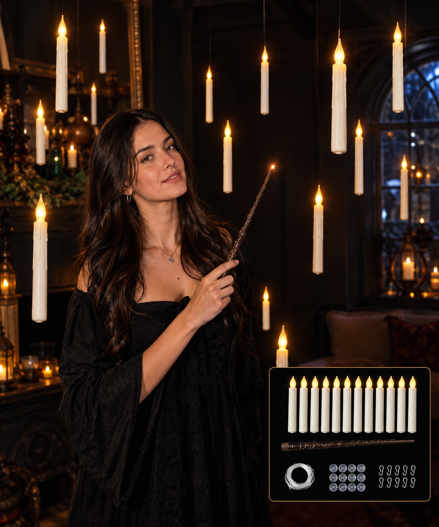 Floating Candles with Magic Wand Remote — Set of 12
